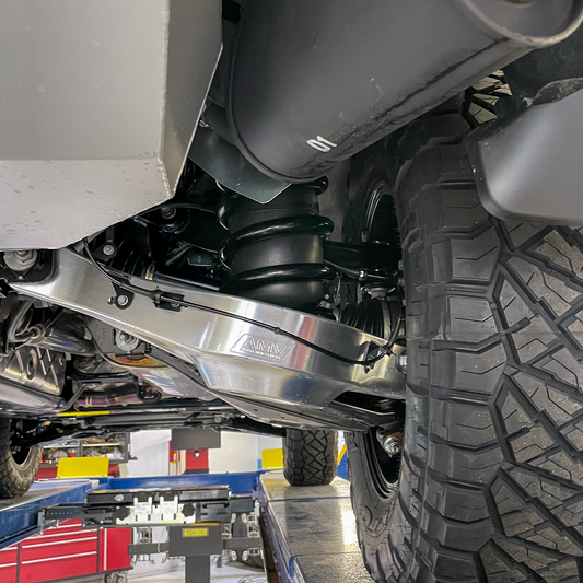 Aluminium billet lower rear control arms for Y62 Nissan Patrol, rated to 8 tonne, designed for the AMV 4100kg GVM upgrade.