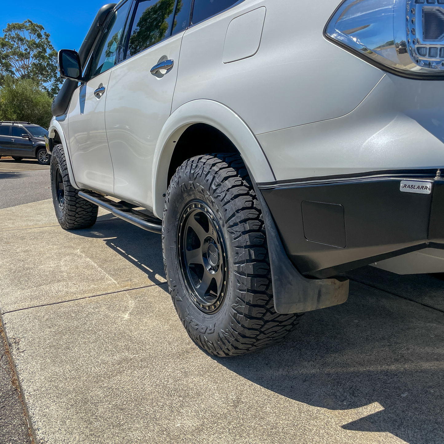 Y62 Nissan Patrol with AMV Automotive Slimline Flares colour matched to white
