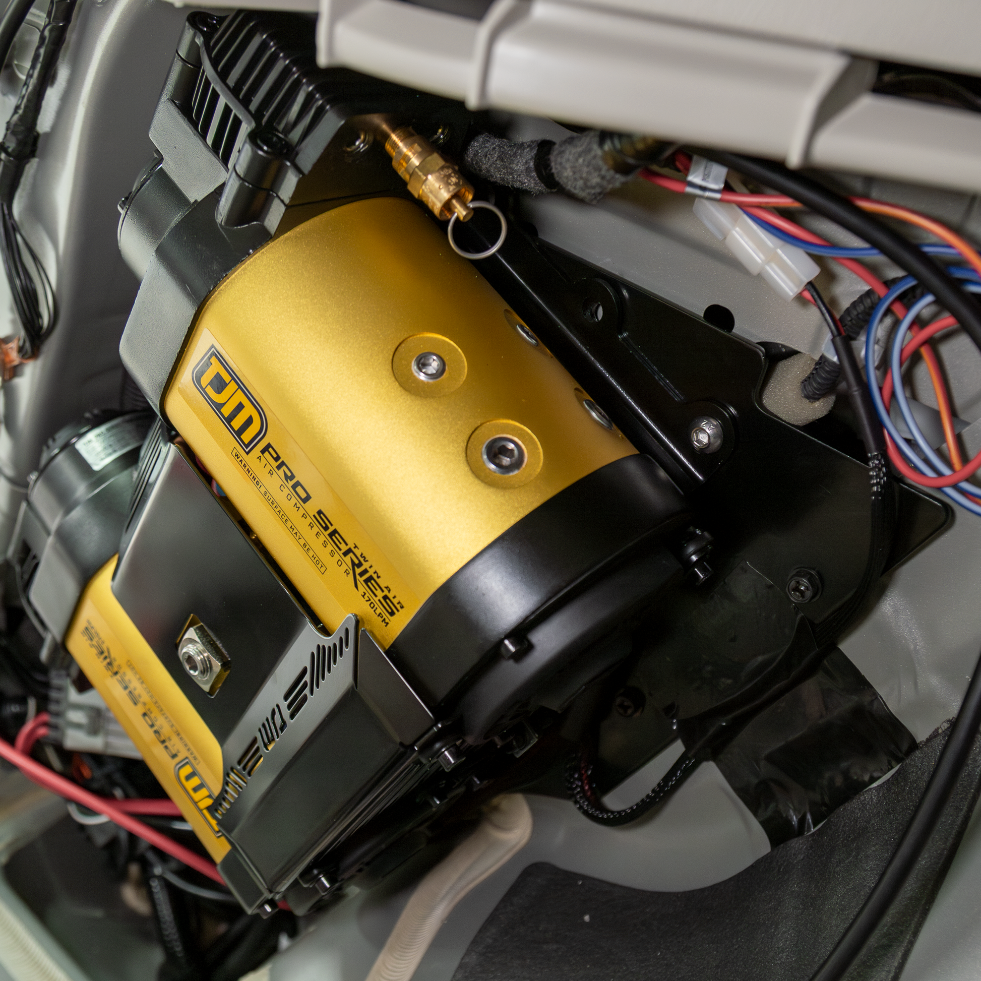 TJM Pro Series air compressor mounted on AMV Automotive Y62 Nissan Patrol bracket