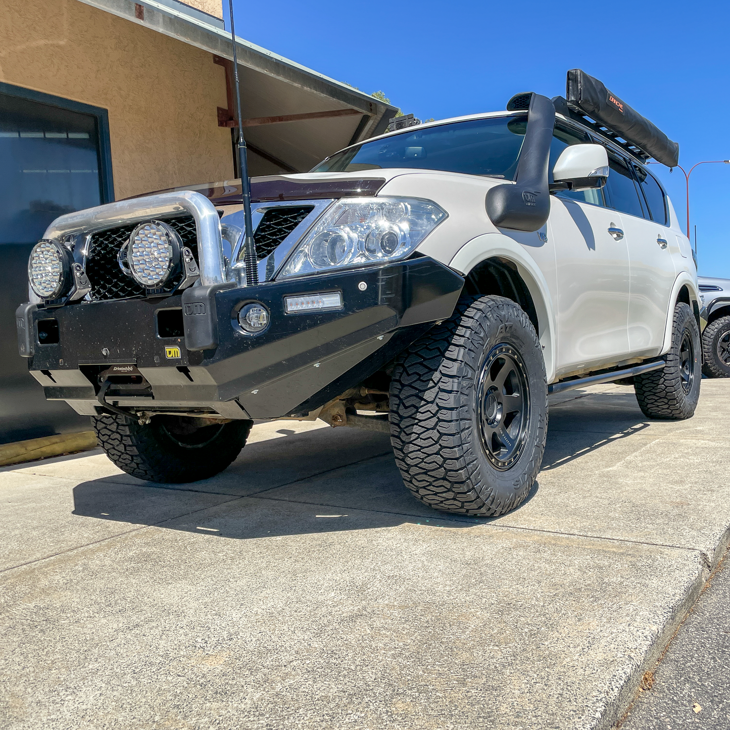 Y62 Nissan Patrol with AMV Automotive Slimline Flares colour matched to white