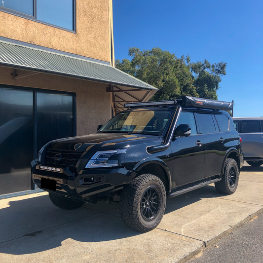 Y62 Nissan Patrol with AMV Automotive Slimline Flares colour matched to black