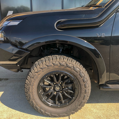 Y62 Nissan Patrol with AMV Automotive Slimline Flares colour matched to black