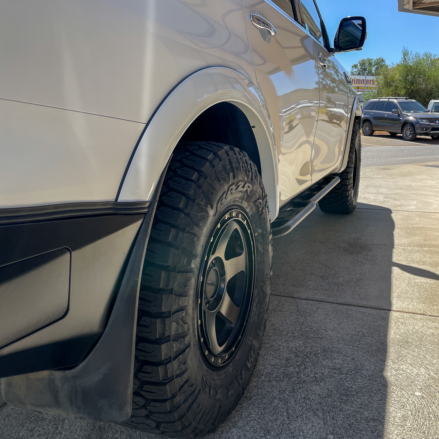 Y62 Nissan Patrol with AMV Automotive Slimline Flares colour matched to white