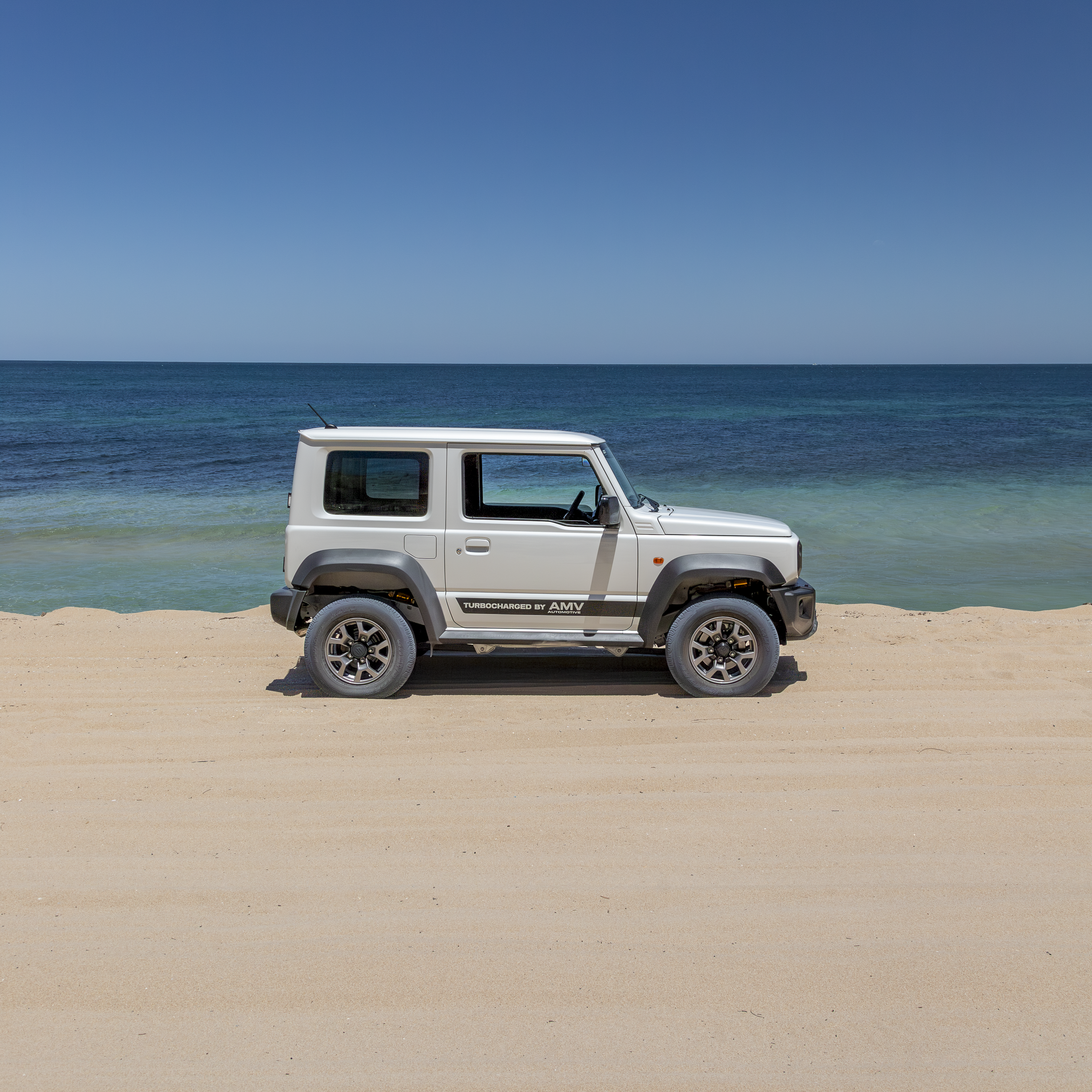 AMV Automotive JB74 Syvecs build Suzuki Jimny on Beach 