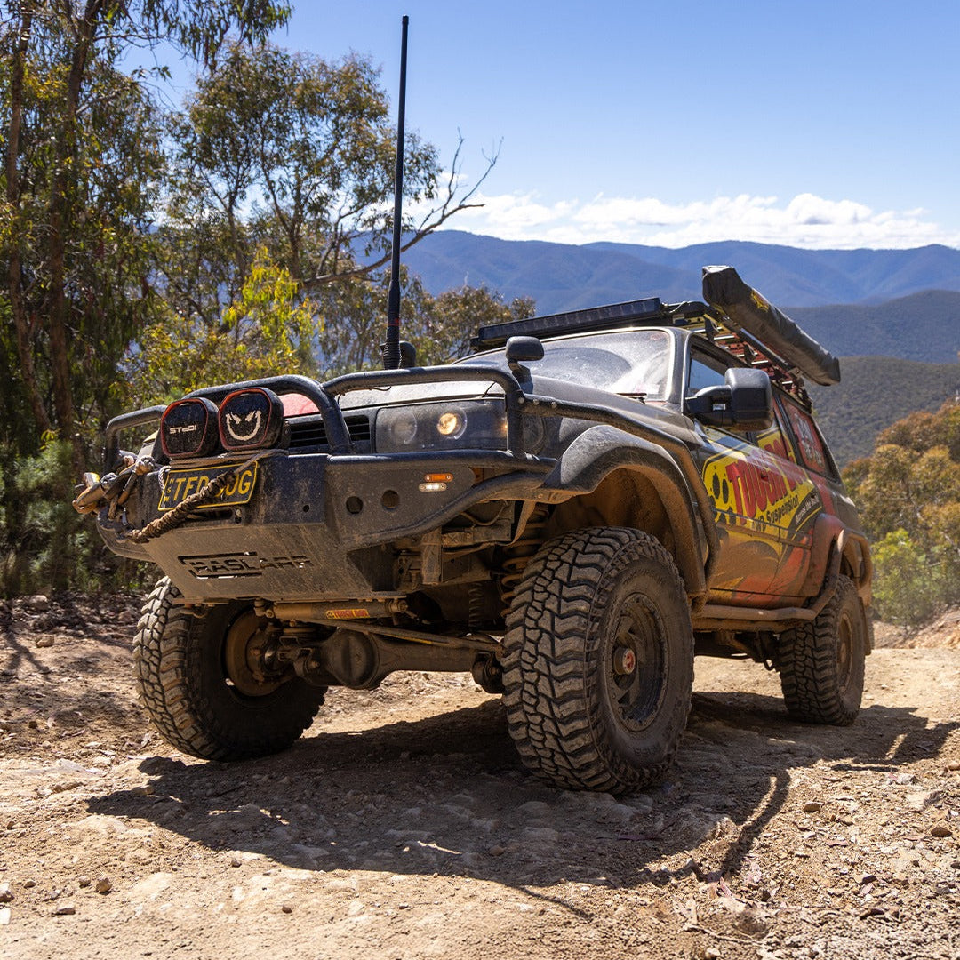 Tough Dogs Toyota Landcruiser 80 Series fitted with an Azza Bullbar, Revolution Rock Sliders and Rear Bar