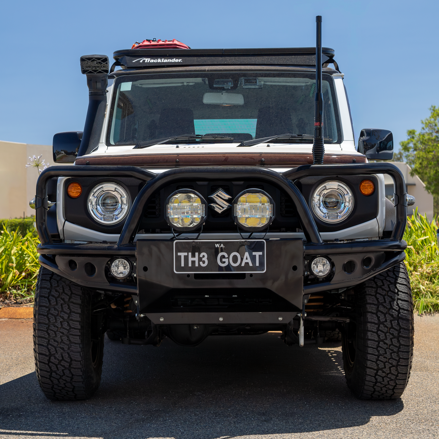 Raslarr Azza Bullbar fitted on Suzuki Jimny JB74 with spotlights