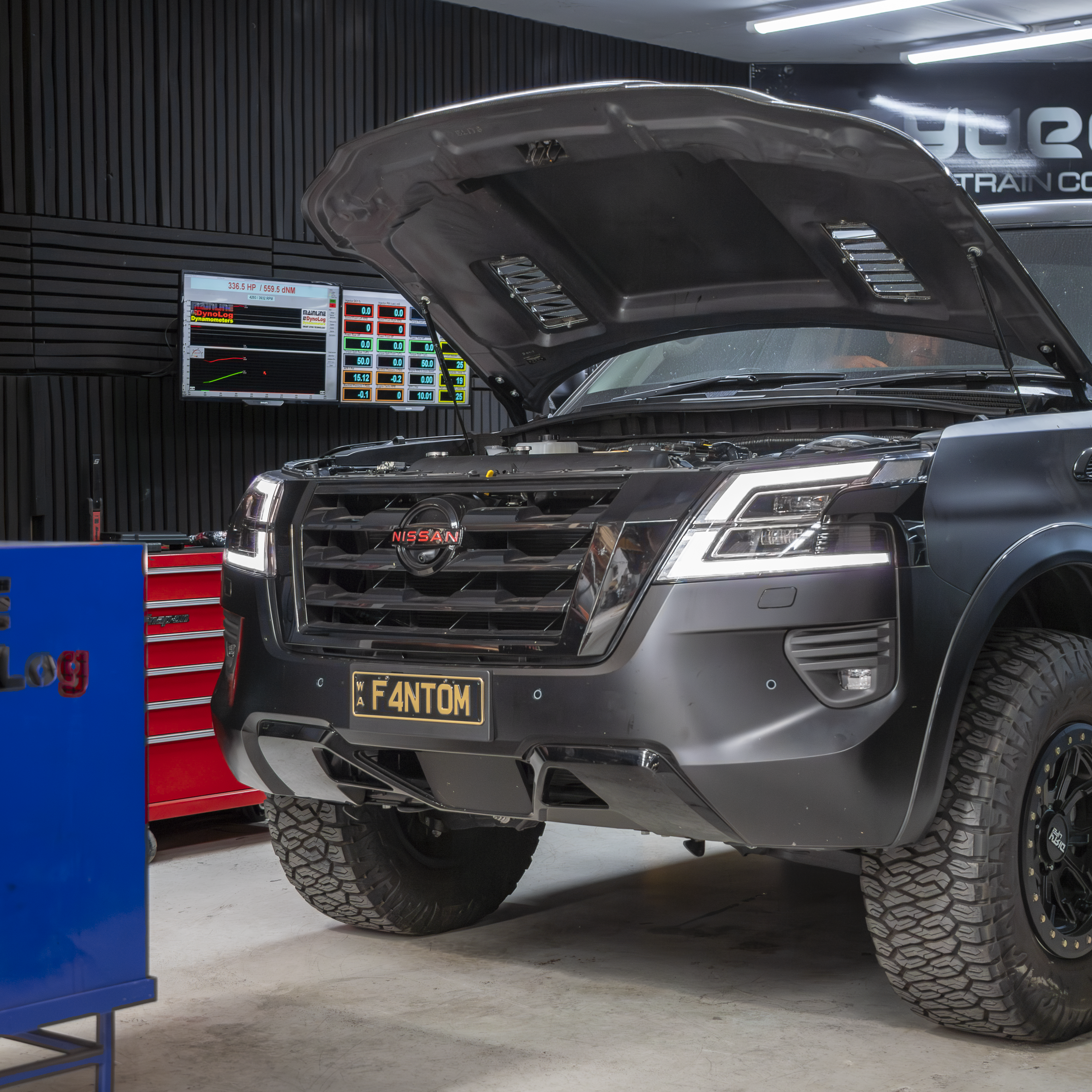 Nissan Patrol Y62 Fantom on Dyno getting AMV Automotive custom tune