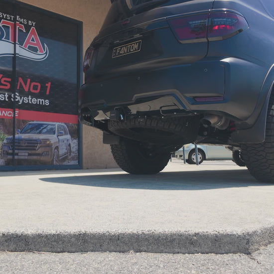 Video of black Nissan Y62 Patrol revving a manta exhaust system